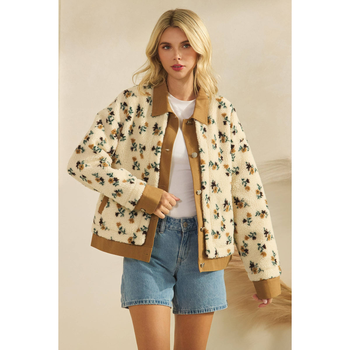 Printed Button Down Jacket