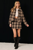 Plaid Side Slit Mini Skirt