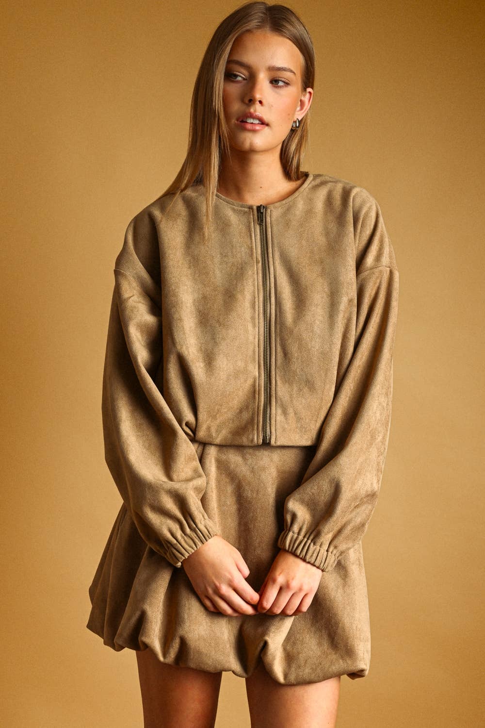 Suede Pleated Jacket
