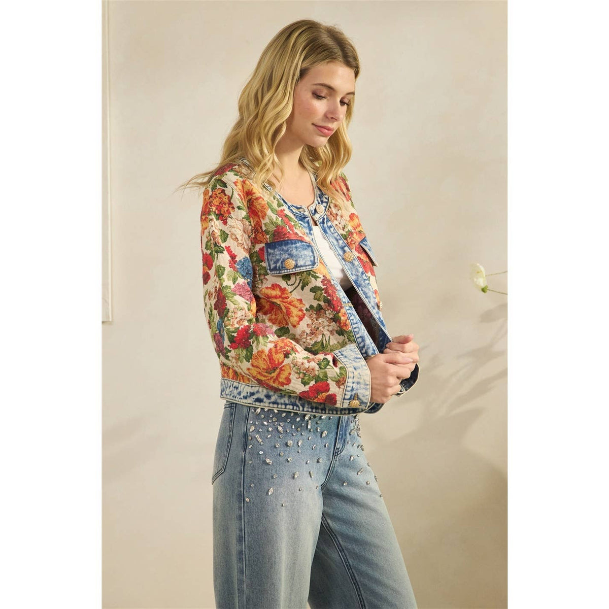 Floral Denim Statement Jacket