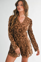 Velvet Floral Lace Romper