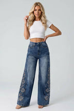 High Rise Wide Leg with Laser Print