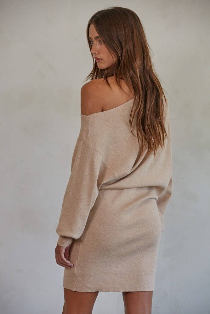 Knit Sweater Off The Shoulder Dress