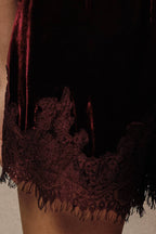 Velvet Shorts with Lace Hem