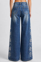 High Rise Wide Leg with Laser Print