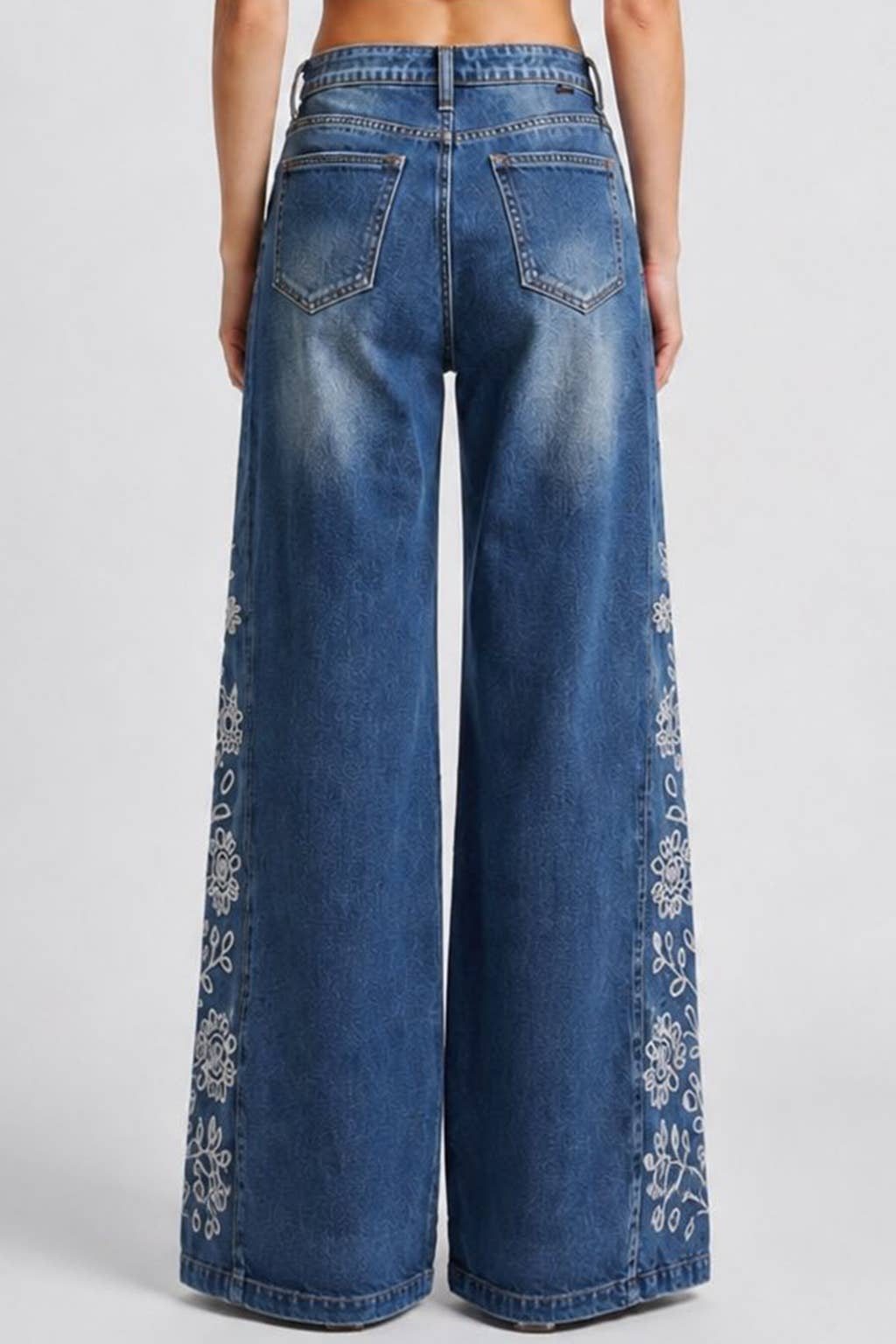 High Rise Wide Leg with Laser Print