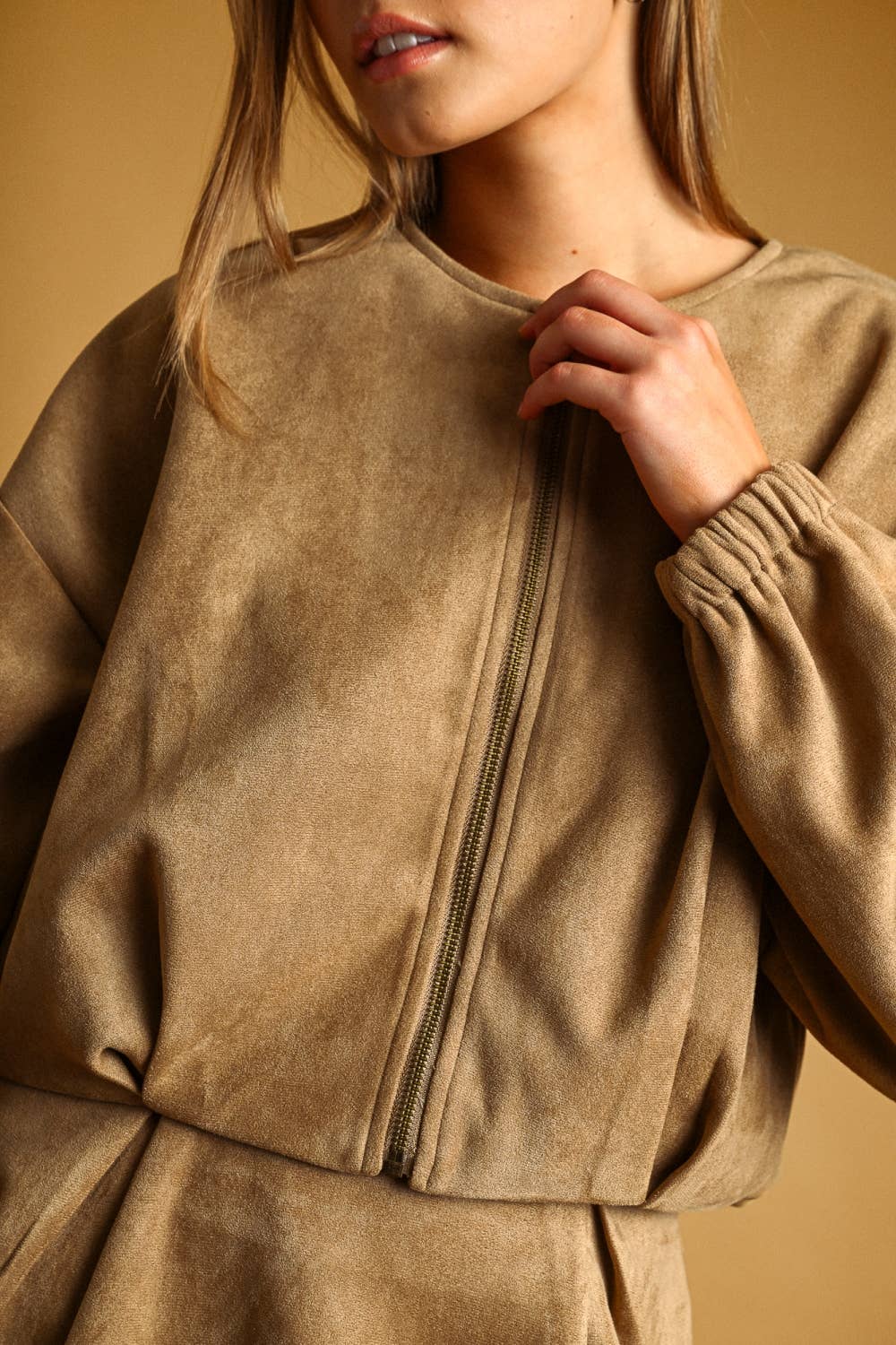 Suede Pleated Jacket
