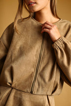 Suede Pleated Jacket