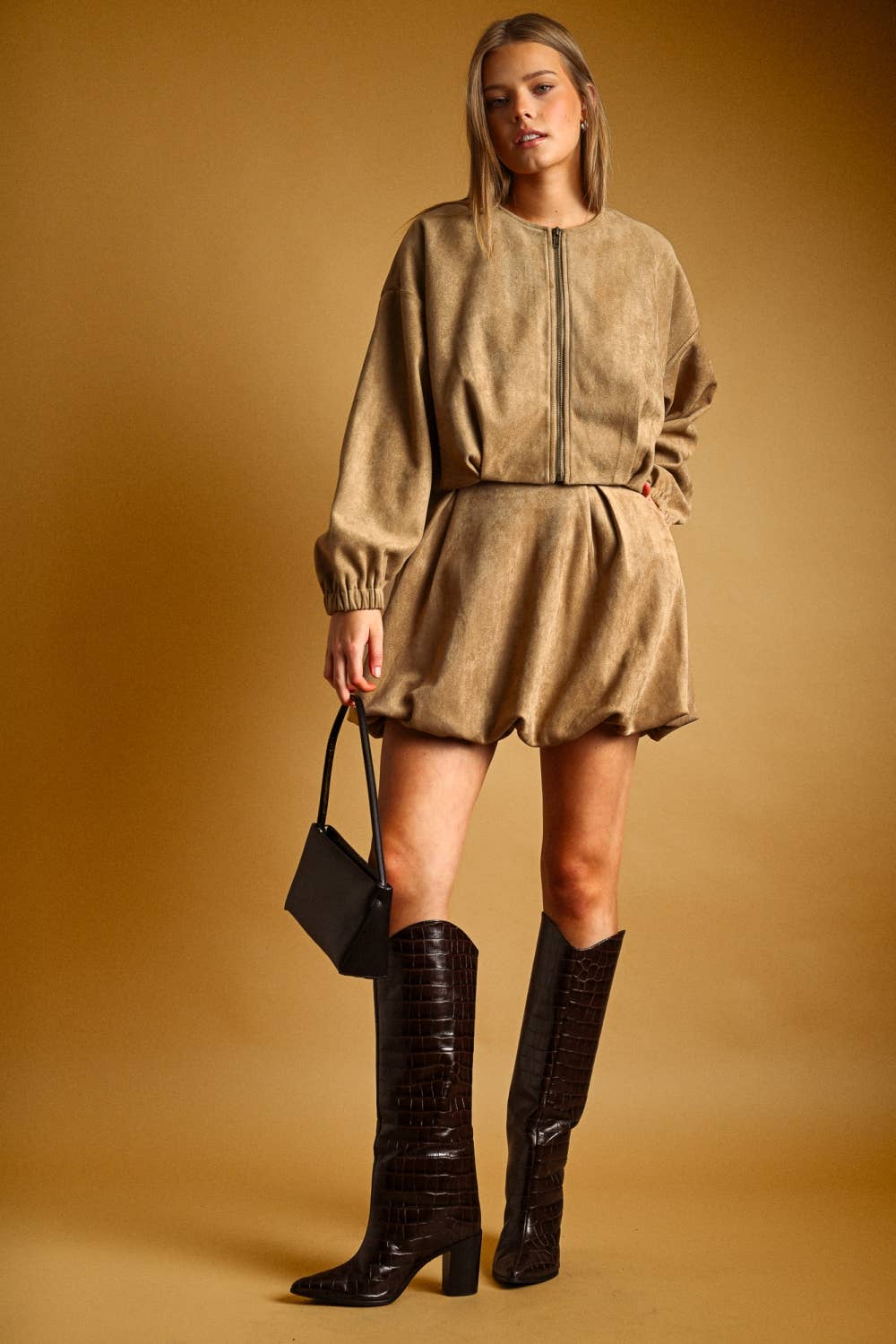 Suede Pleated Jacket