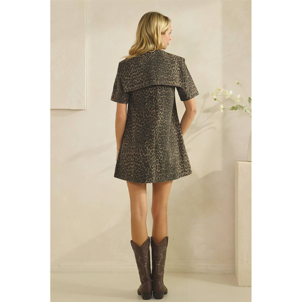Leopard Denim Mini Dress