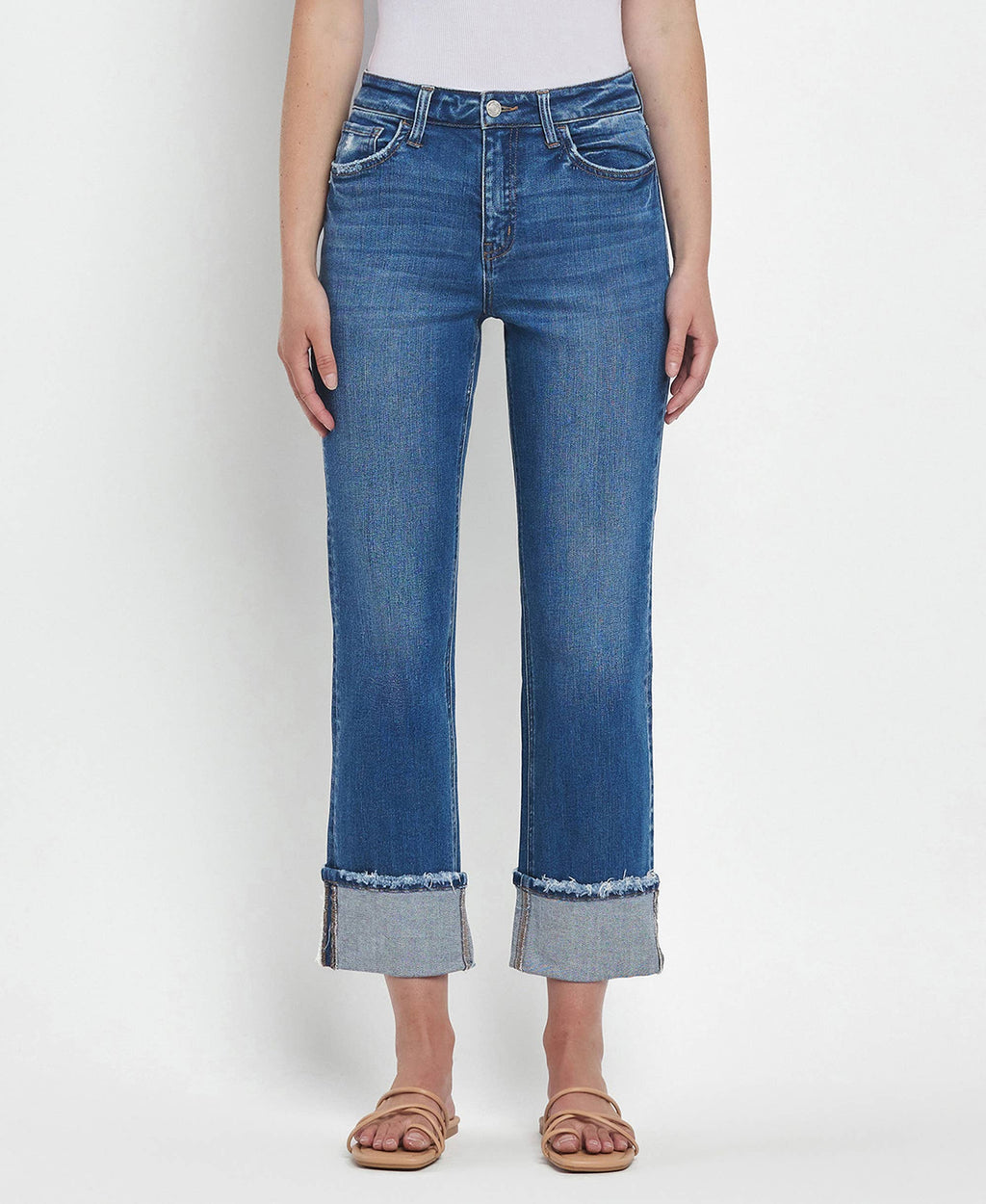 Cuffed Straight Jeans
