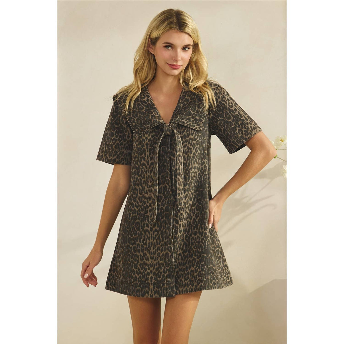 Leopard Denim Mini Dress