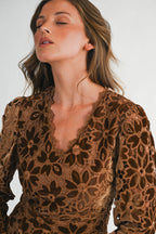 Velvet Floral Lace Romper