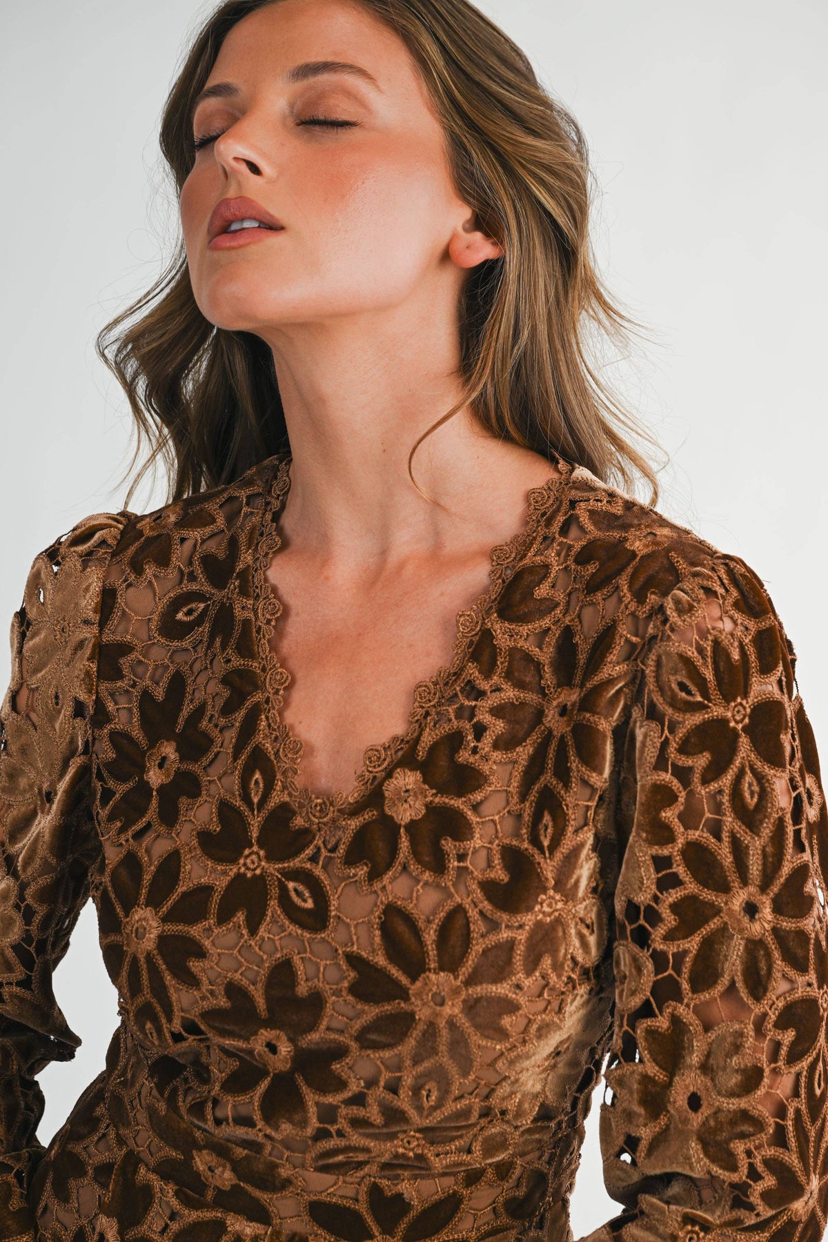 Velvet Floral Lace Romper