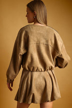 Suede Pleated Jacket