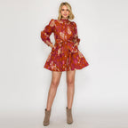 Rustic Rose Print Mini Dress
