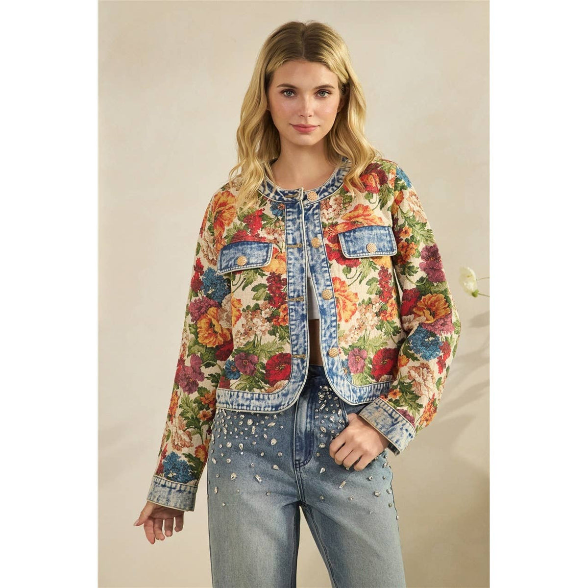 Floral Denim Statement Jacket