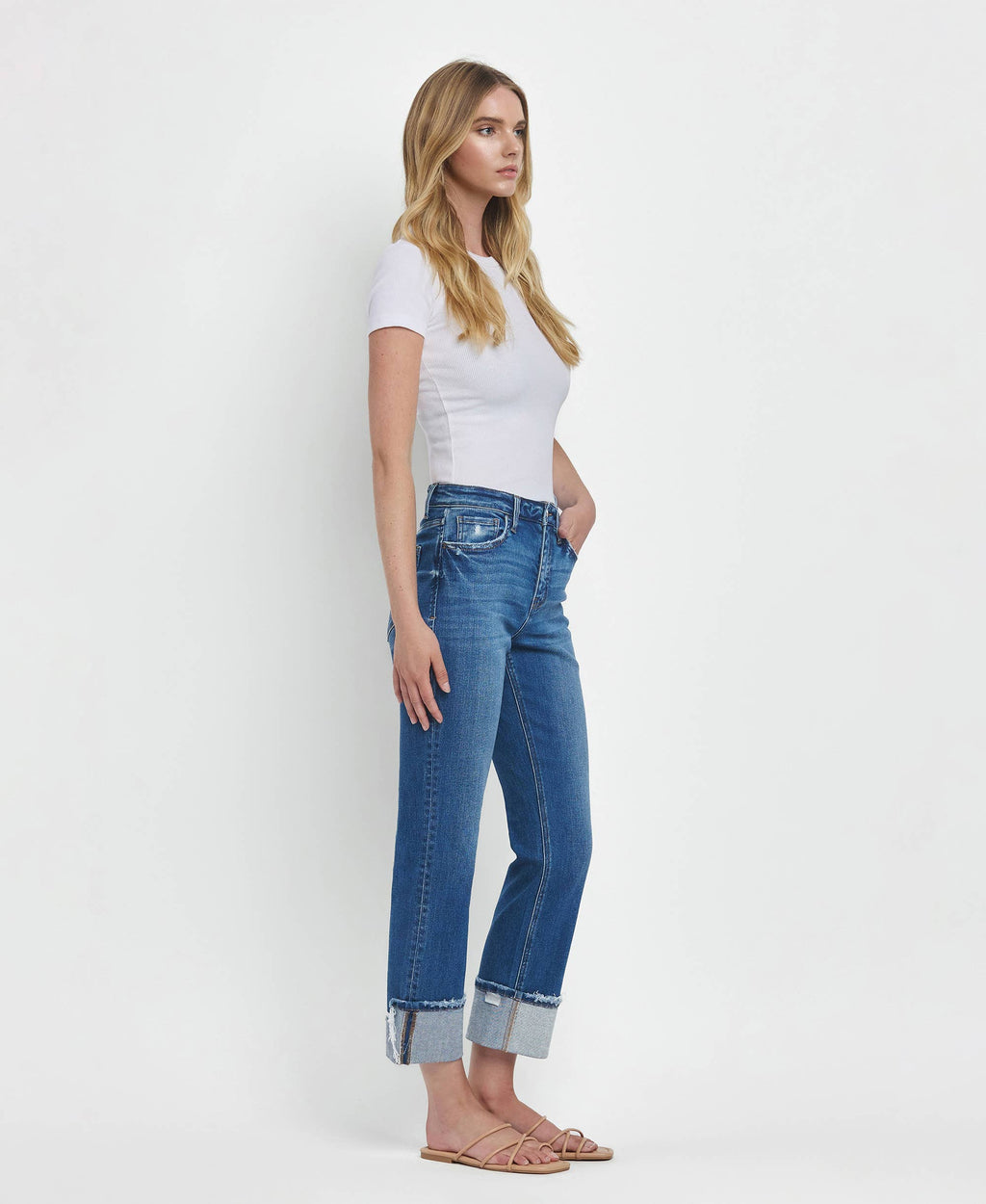 Cuffed Straight Jeans
