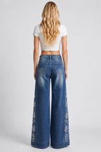 High Rise Wide Leg with Laser Print
