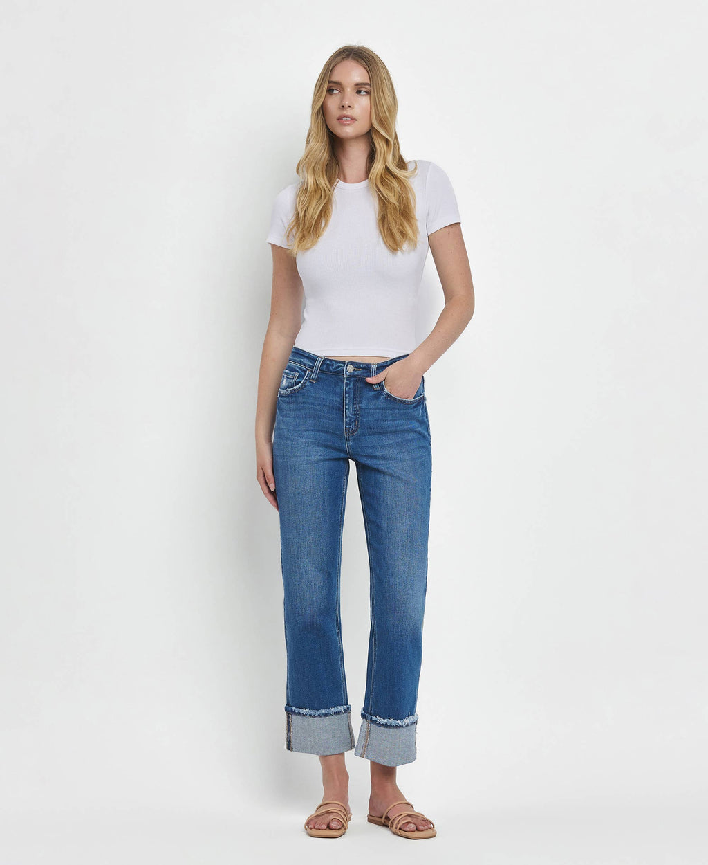 Cuffed Straight Jeans