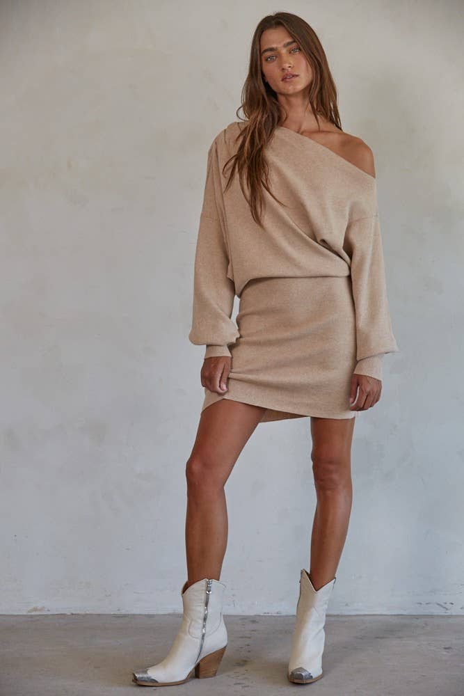 Knit Sweater Off The Shoulder Dress