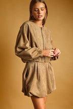 Suede Pleated Jacket