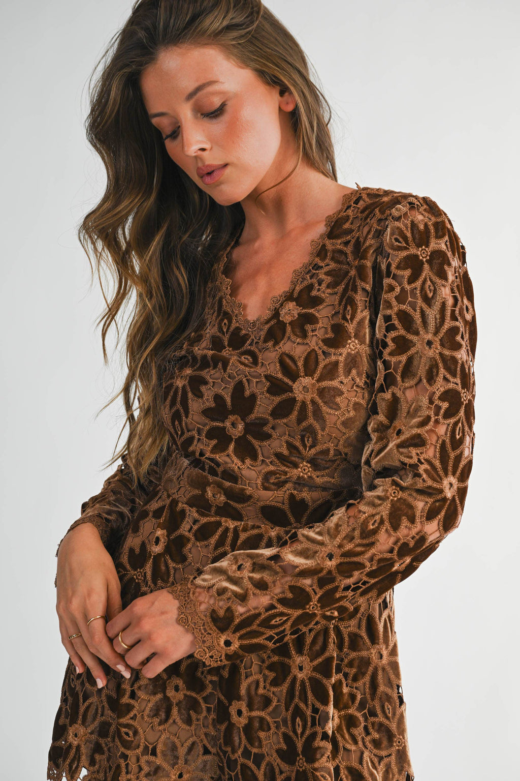 Velvet Floral Lace Romper
