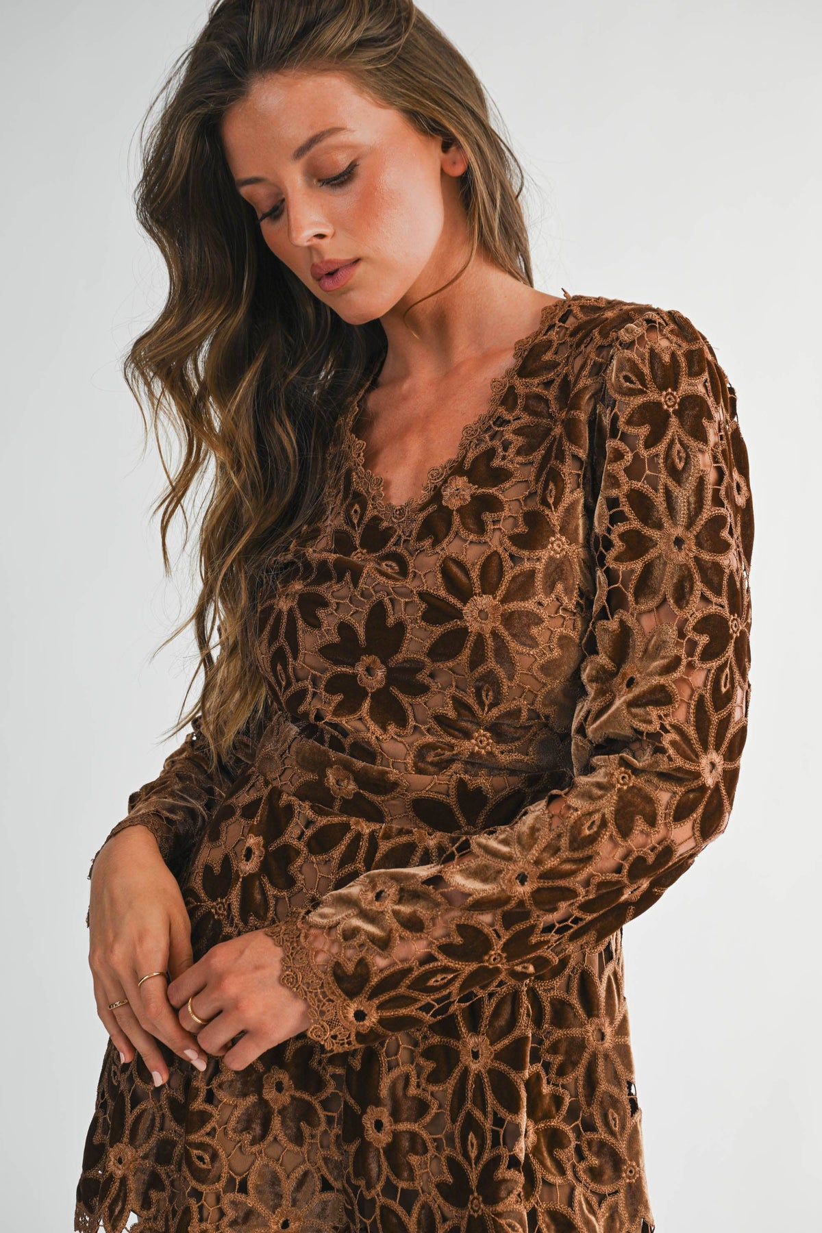Velvet Floral Lace Romper