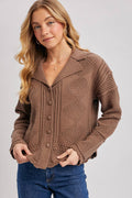 Scalloped Hem Crochet Knit Cardigan