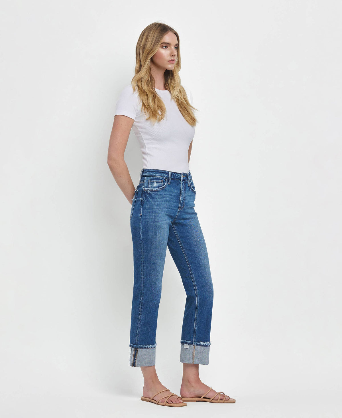 Cuffed Straight Jeans