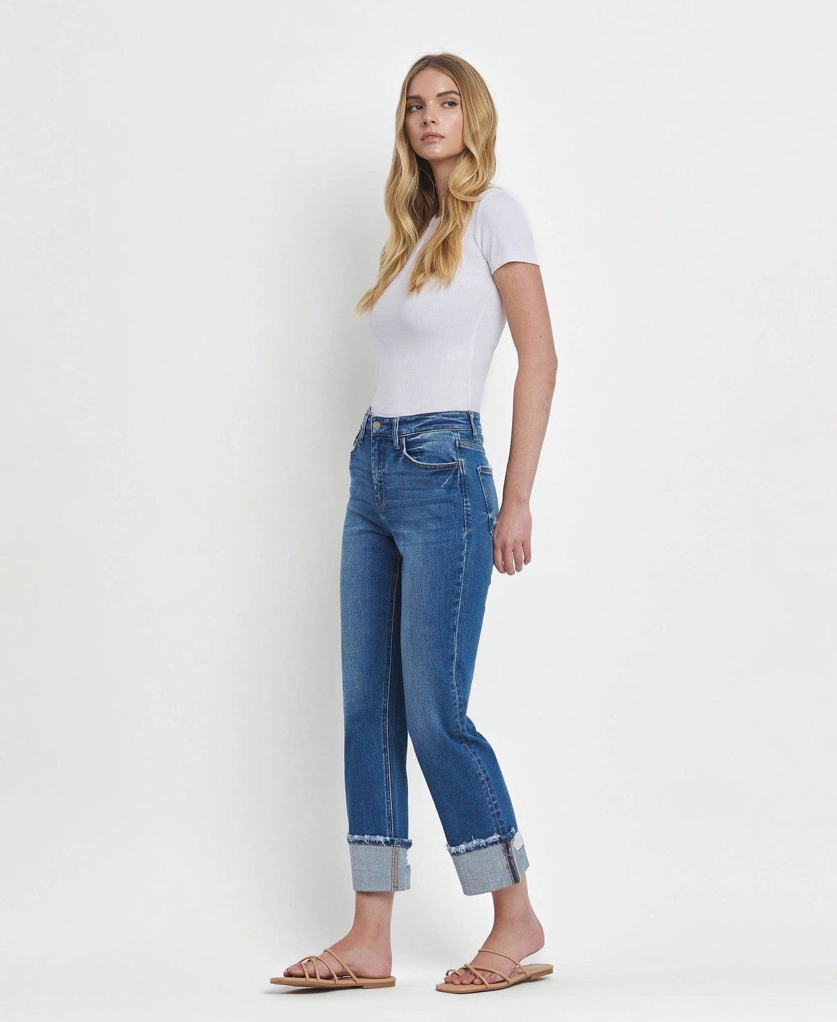 Cuffed Straight Jeans