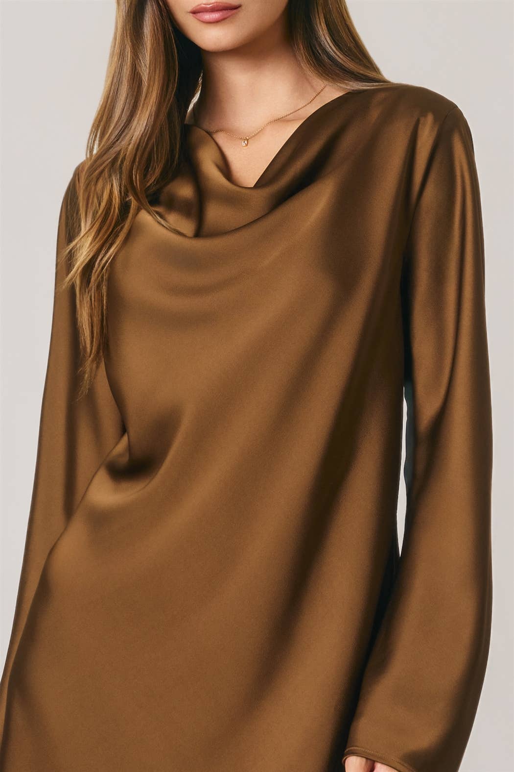 Satin Draped Boatneck Mini Dress